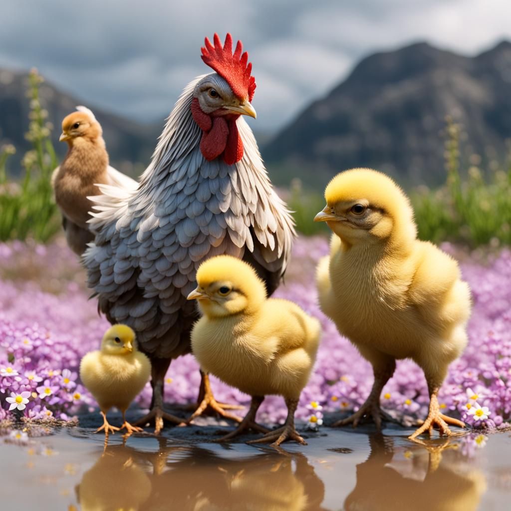 chicken mom with chicks
