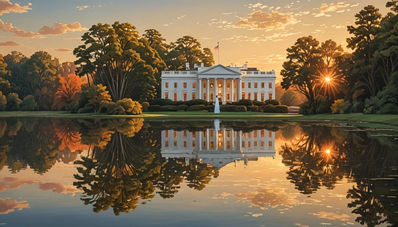 White House Sunset Reflection: Digital Matte Painting
