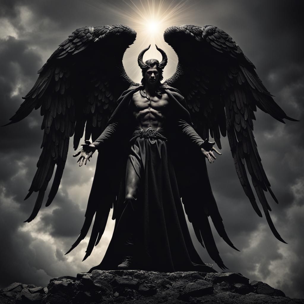 Satan, dark angel accusing Job before God. - AI Generated Artwork ...