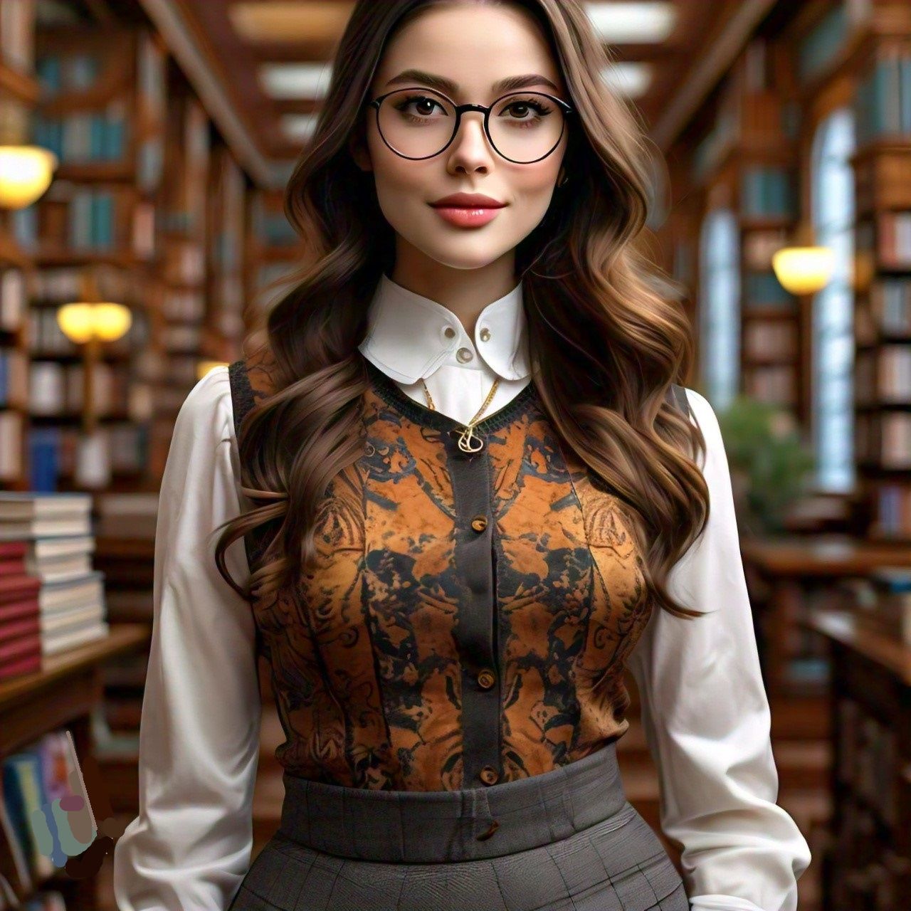 A Pretty Girl in a Library