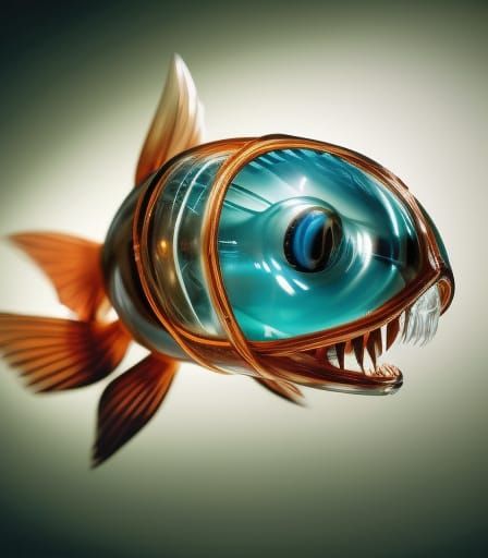 Alien Fish Encased in Crystal: Hyperrealistic Art