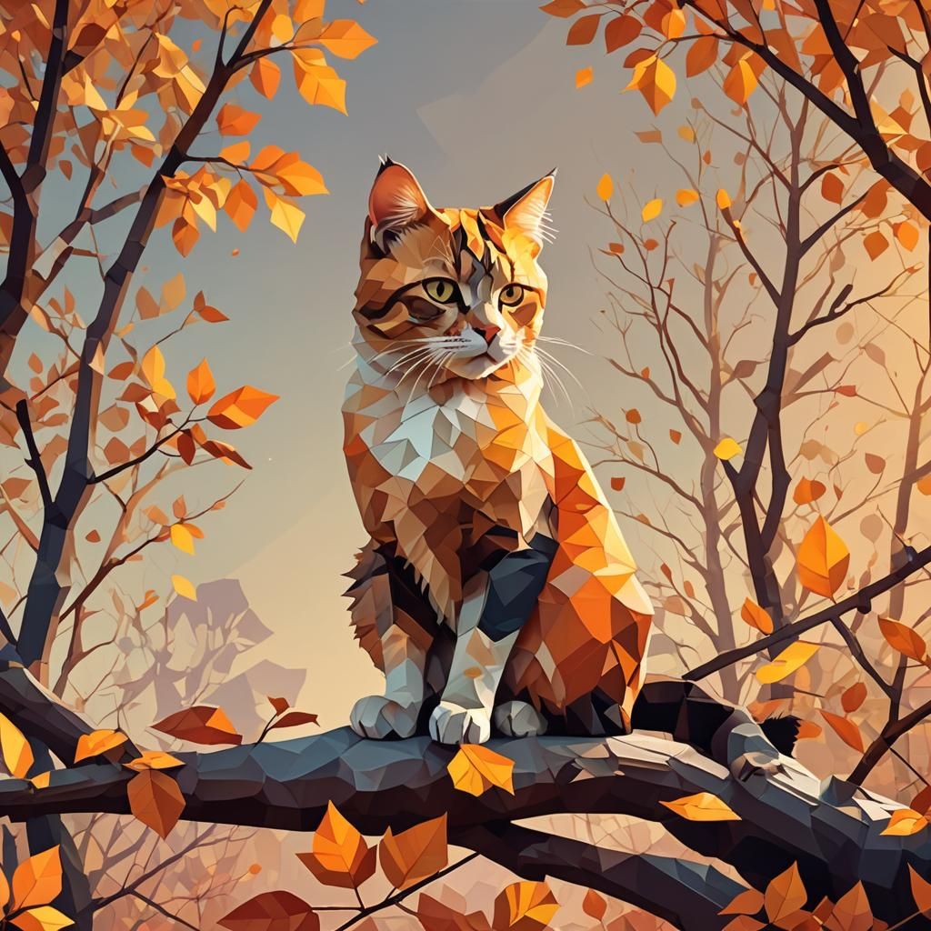 Autumnal cat silhouette