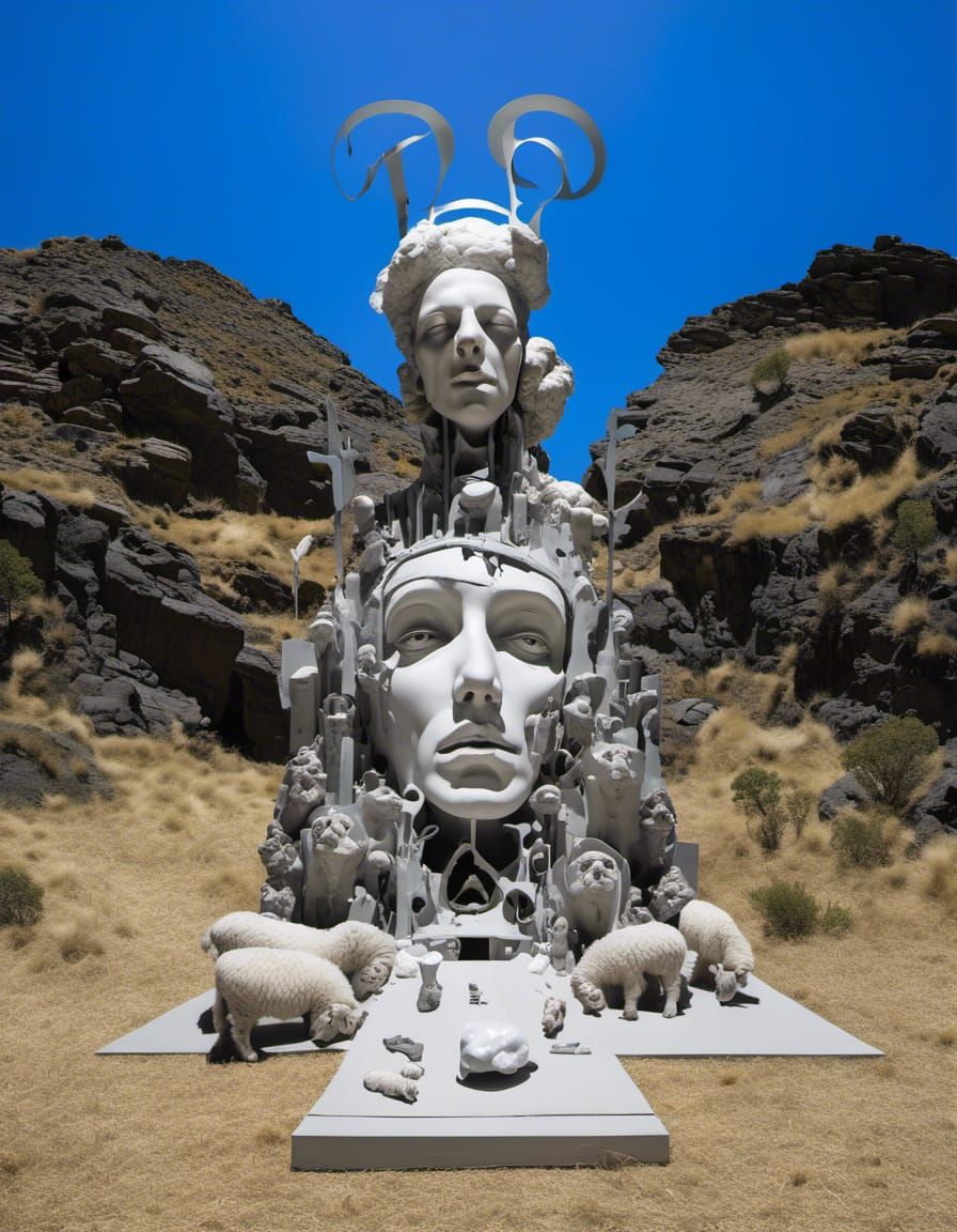 Surreal Shepherds Driving Lions Through Onion Fields