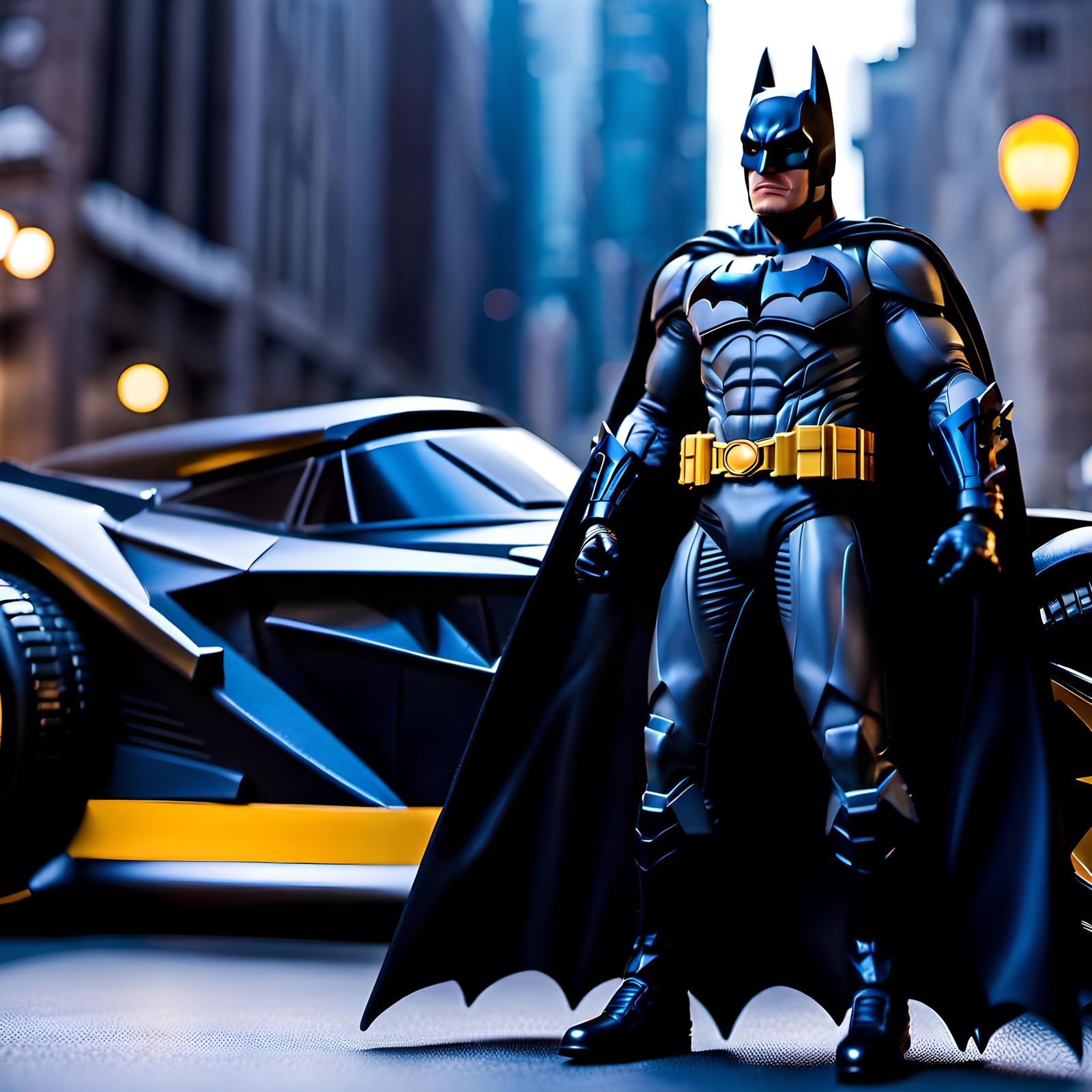 Batman action figure with Batcar