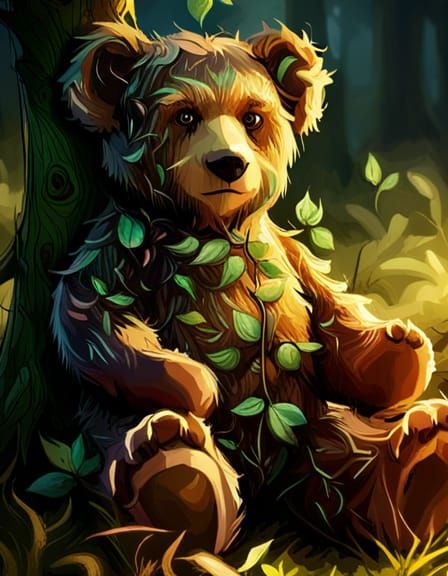 Teddy Bear covered in vines - AI Generated Artwork - NightCafe Creator