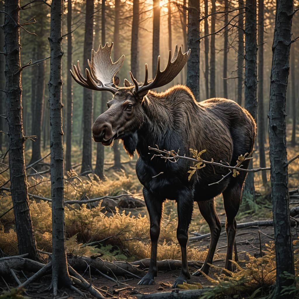 A Moose in the Woods - AI Generated Artwork - NightCafe Creator