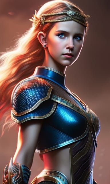 Warrior girl with wavy brown hair 8