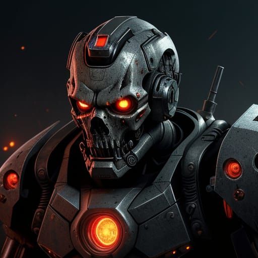 Photorealistic Robot with Gun Faces Zombie in Gritty Industr...