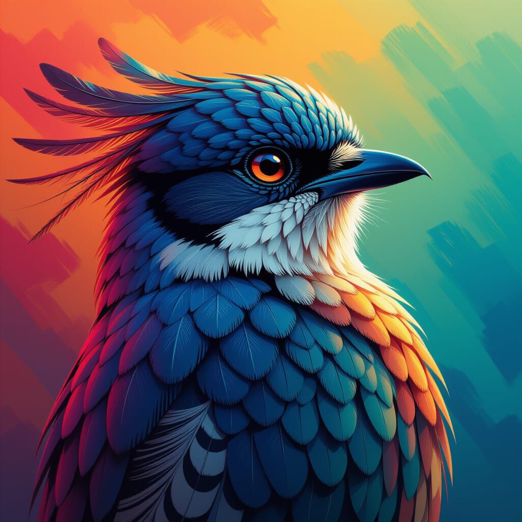 Stunning Bird in Colorful Digital Art Style