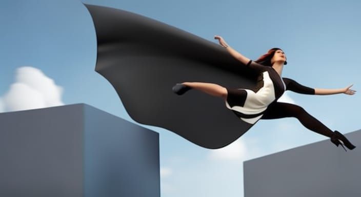 a woman 
falling from the sky with a parachute