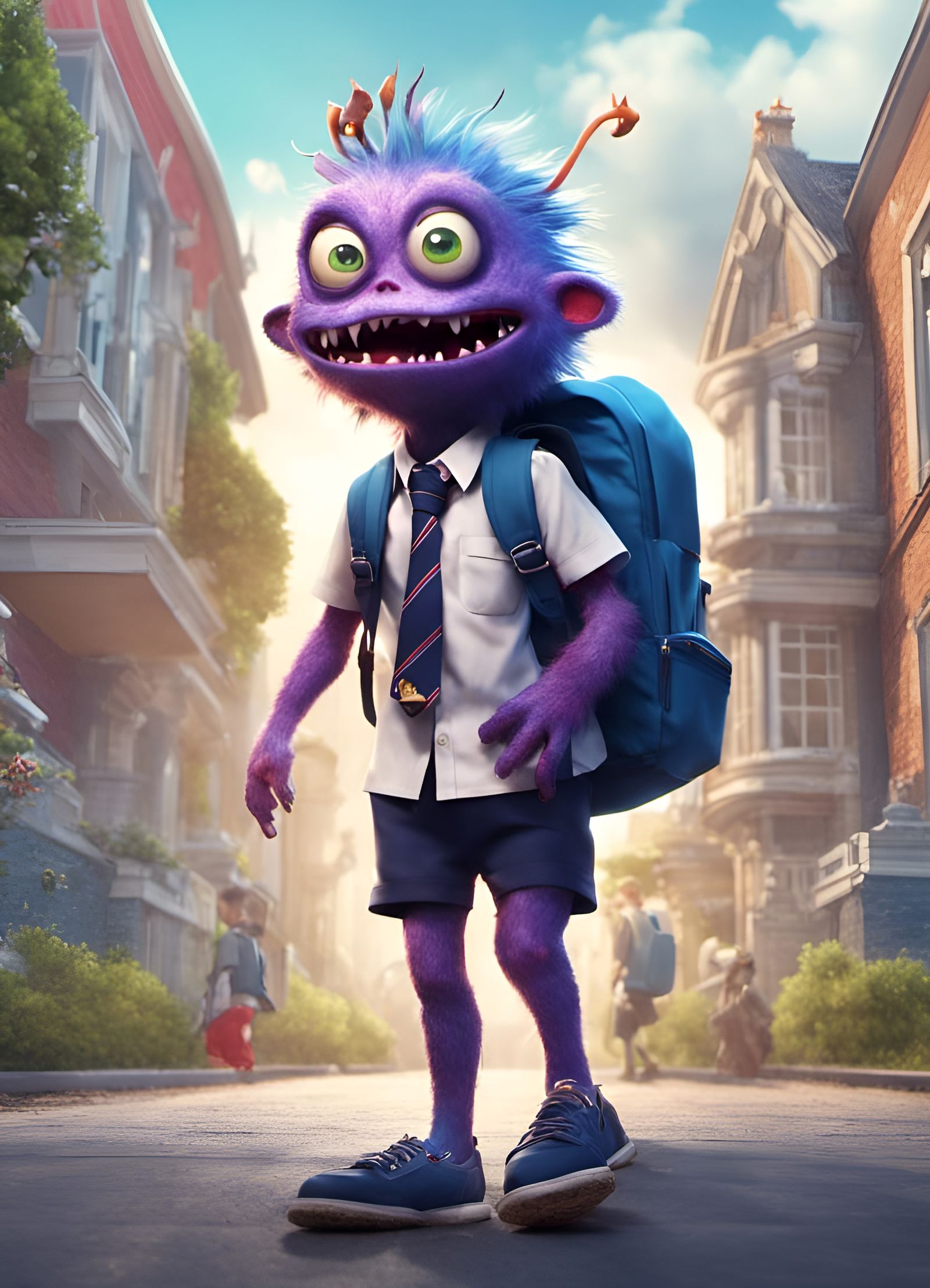 Mixed feelings about his first day at school ...