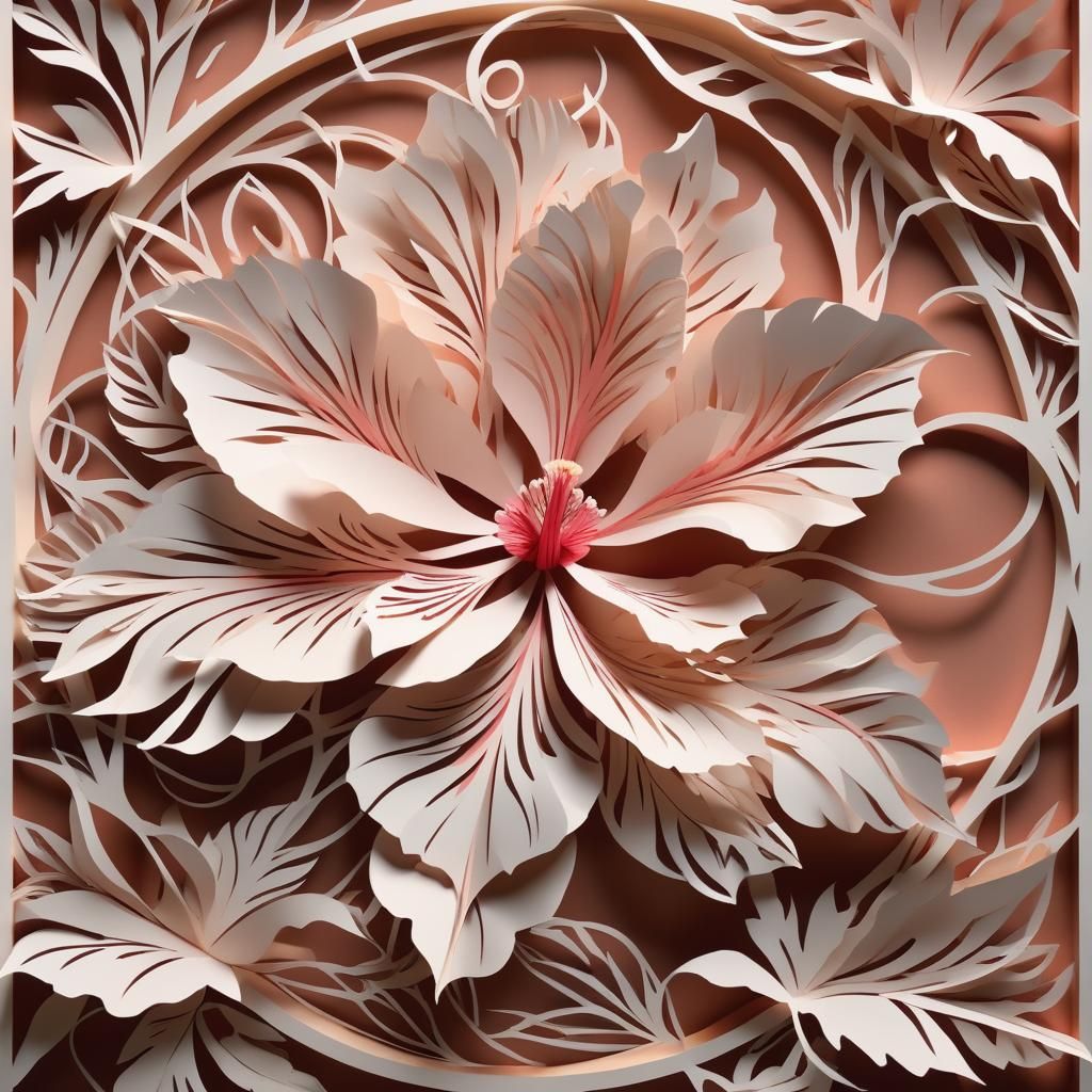 Kirigami hibiscus  by @beeblebrox