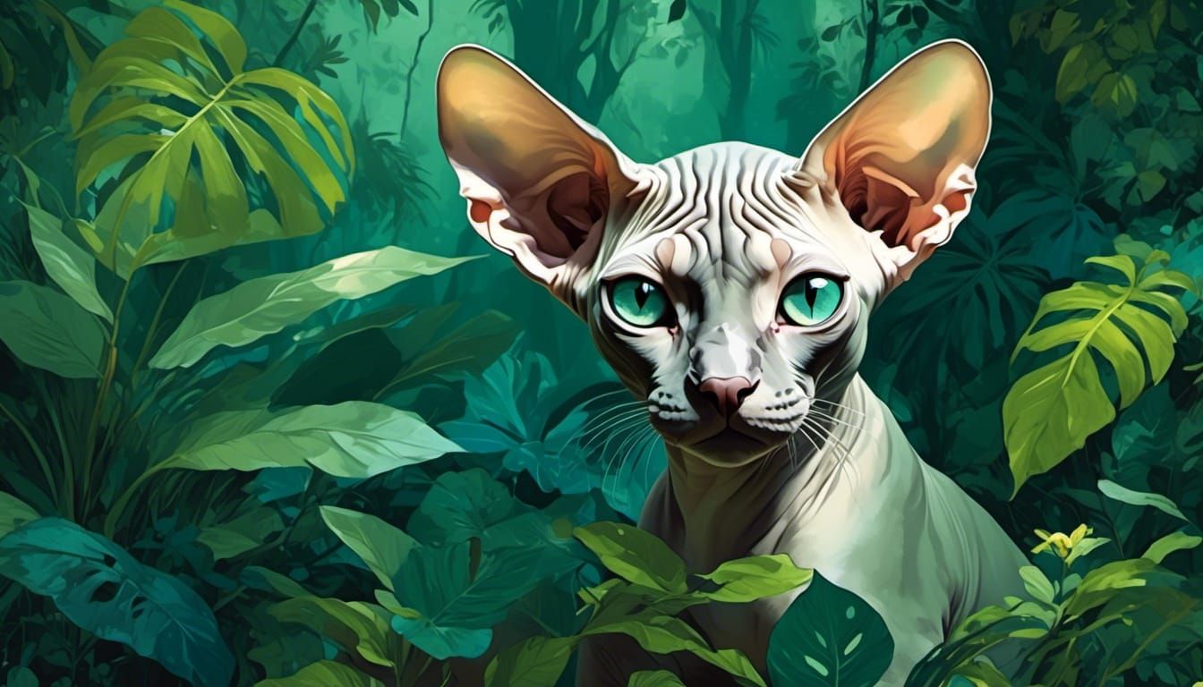 Sphynx CAT IN THE JUNGLE,