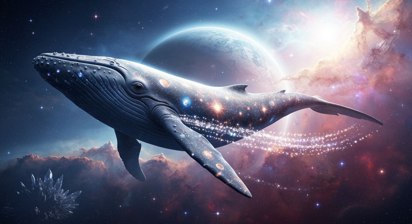 Bioluminescent Whale in Cosmic Nebula