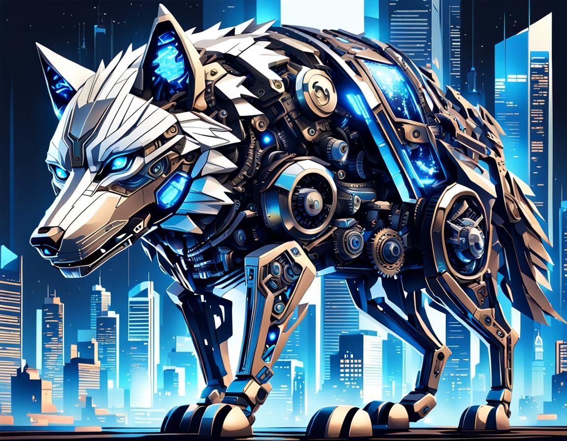 cyborg wolf - AI Generated Artwork - NightCafe Creator