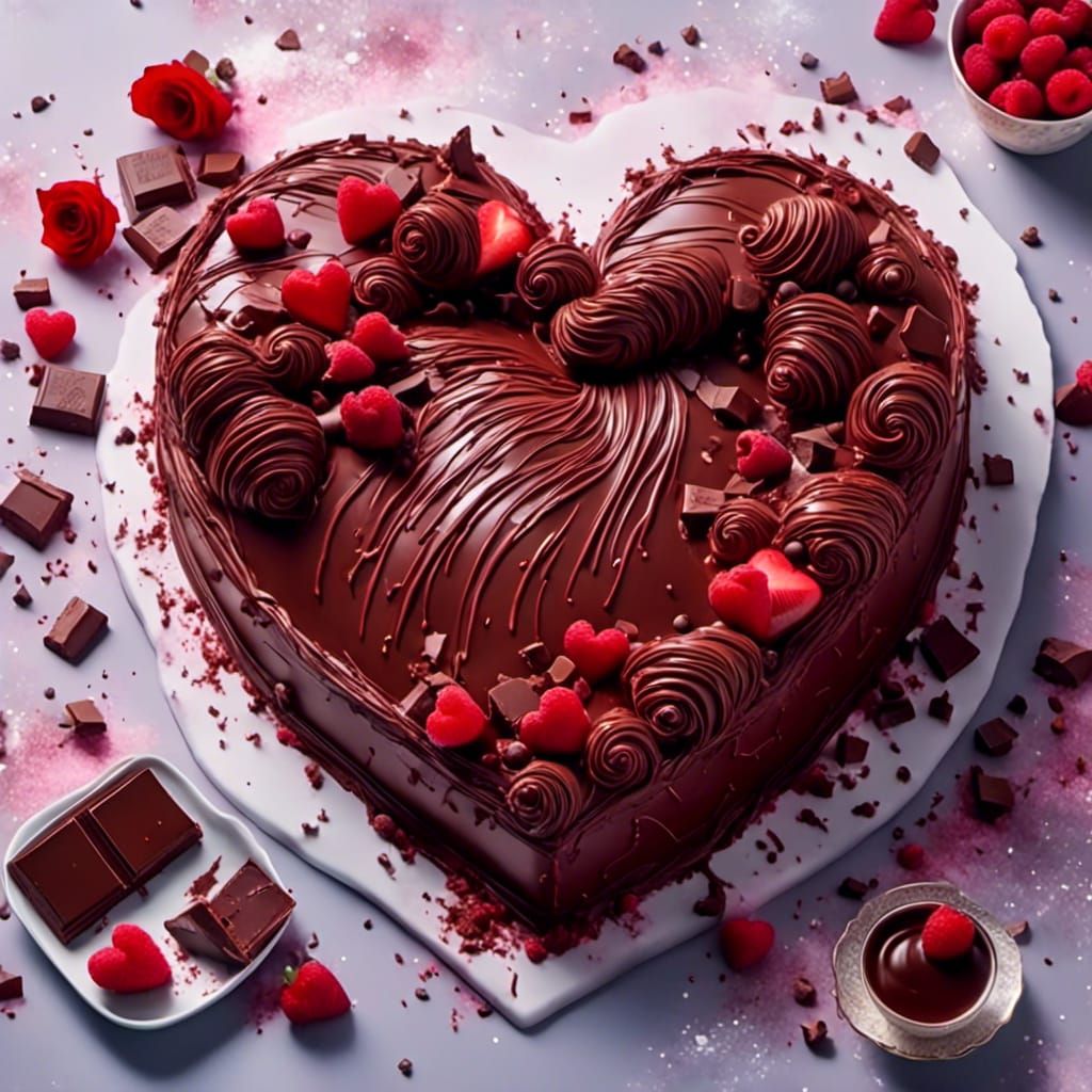 Hyperrealistic Chocolate Petit Four Heart in 8K