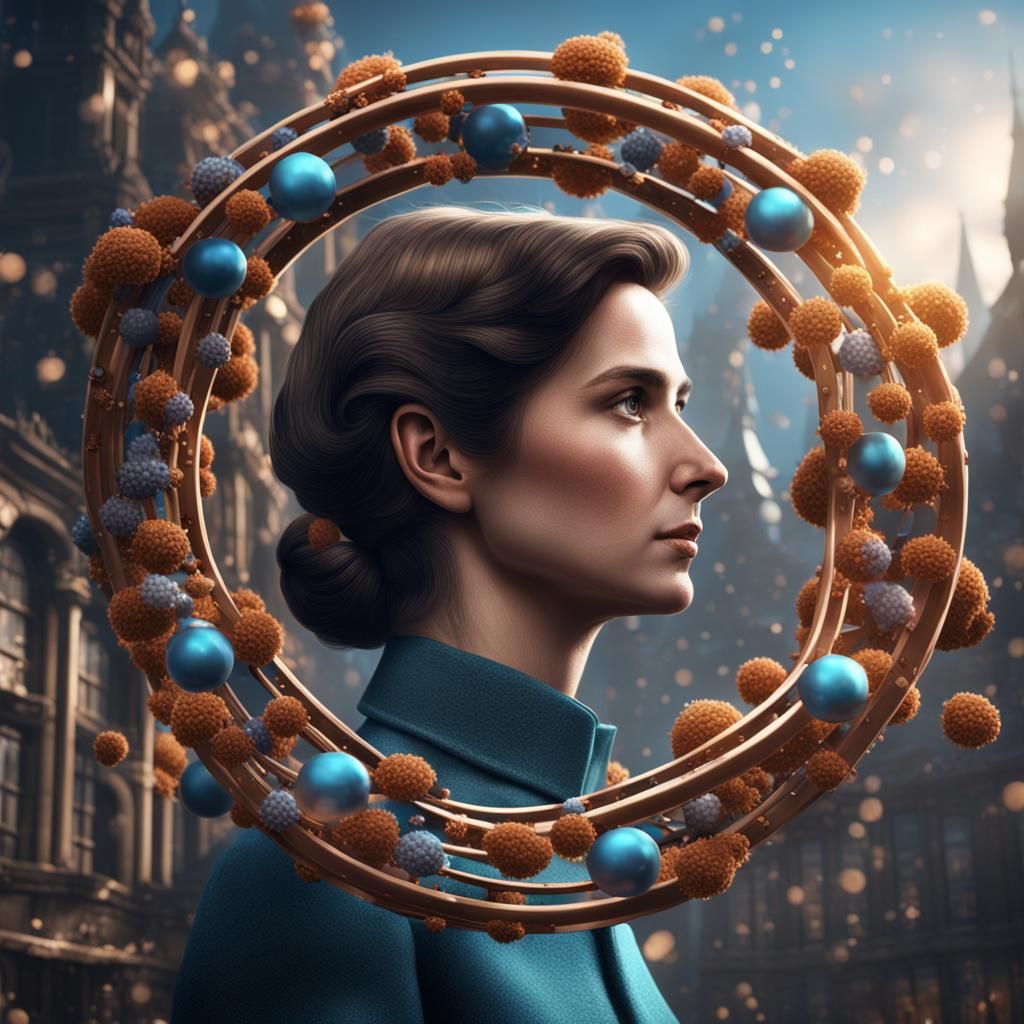 Rosalind Franklin with the DNA double helix behind her - AI Generated ...