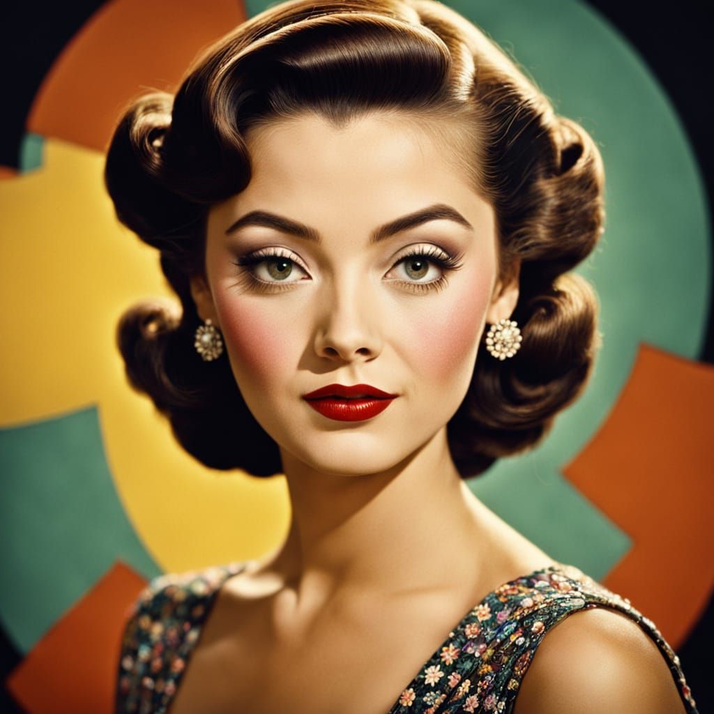 Vintage Hollywood Starlet in Glamorous Portrait