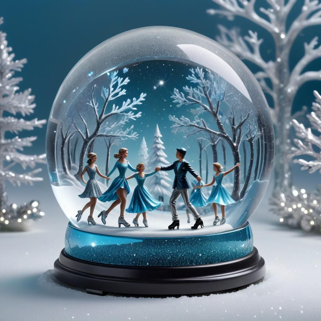 Ice Skaters Snow Globe - AI Generated Artwork - NightCafe Creator