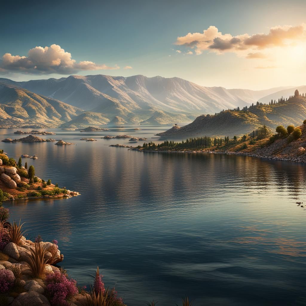 Galilee Landscape with Mountain Chain in Detailed Painting