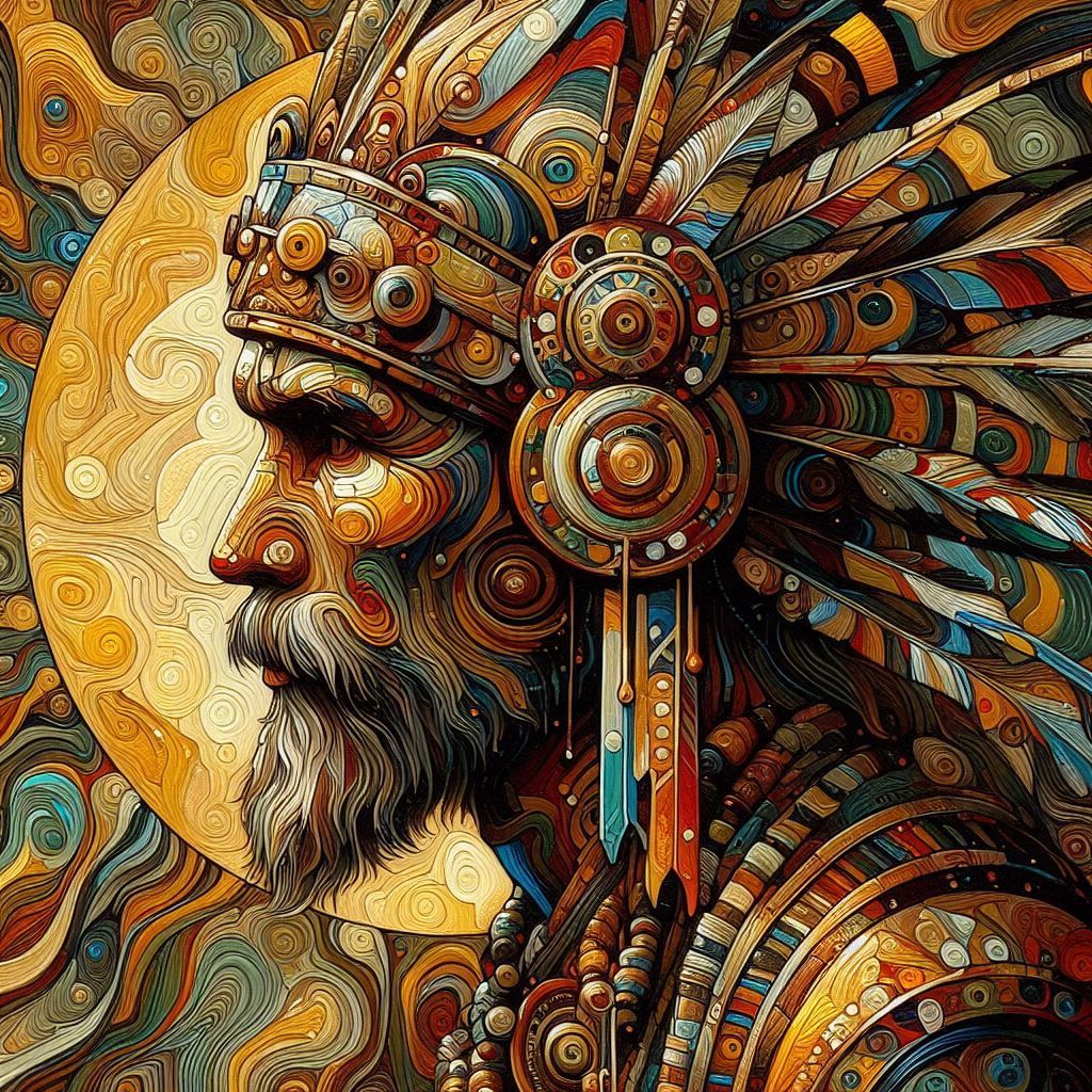 Steampunk native tribal warrior