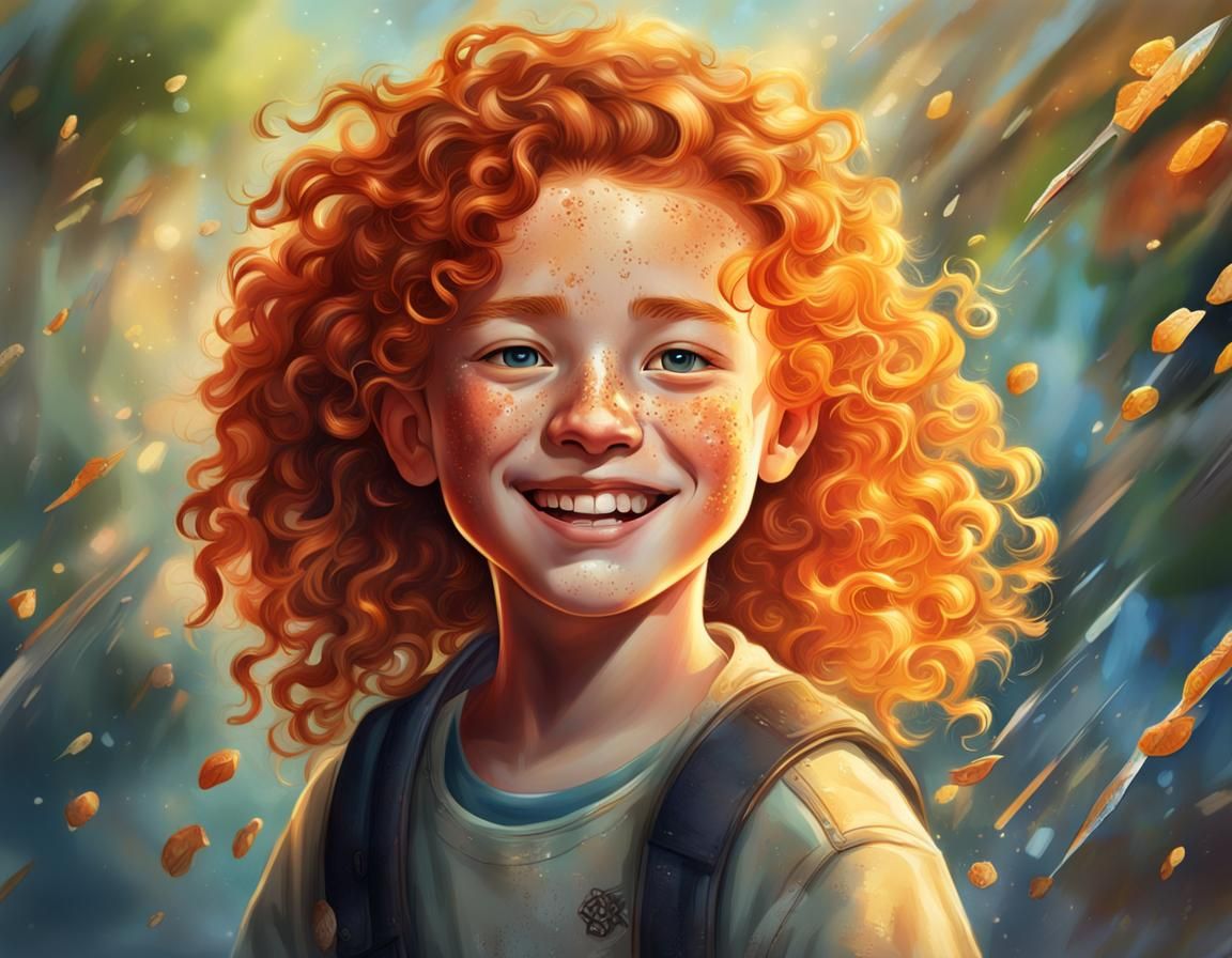 Freckles, the same color as his ginger hair, but he will smi...