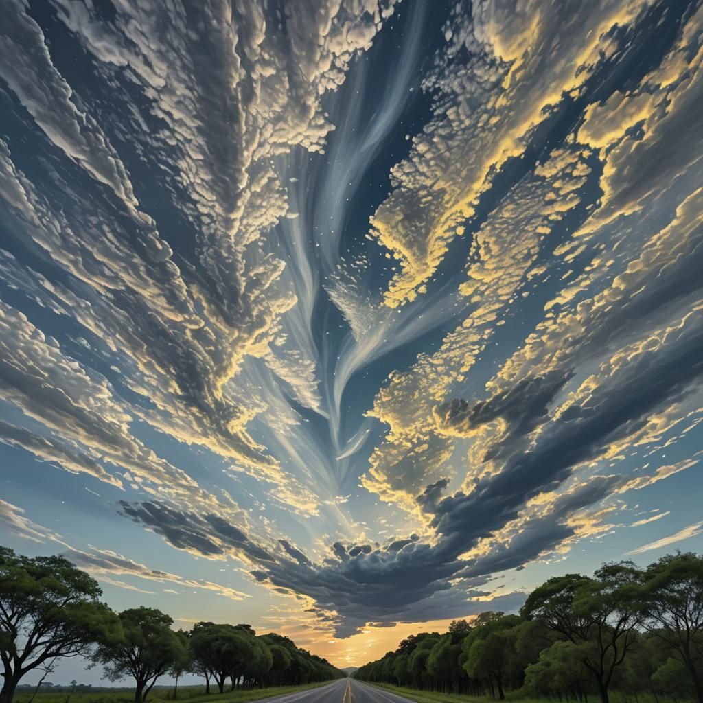 Clouds of dark grey resting high in the stratosphere insinua...