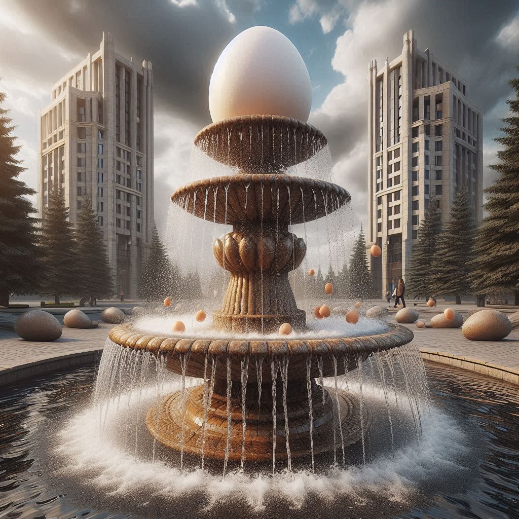 Fountain with egg