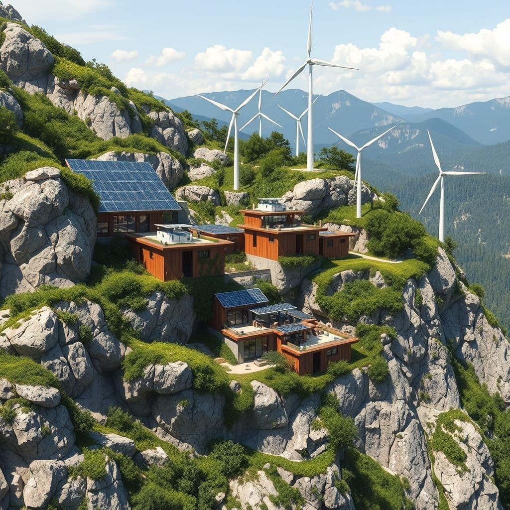 Solarpunk Mountain Retreat in Harmony with Nature