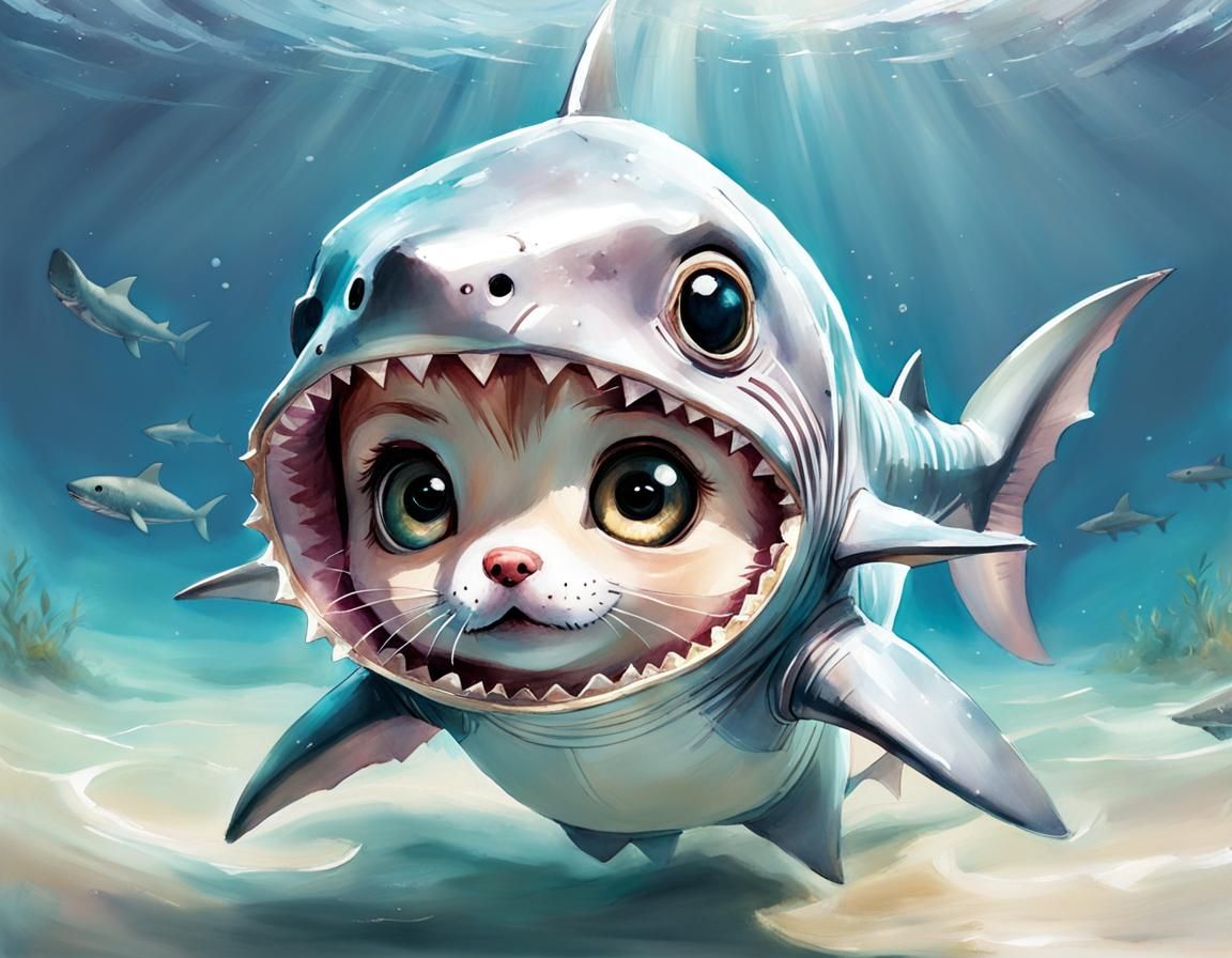 Baby shark imposter🐱  by @YukiKenji