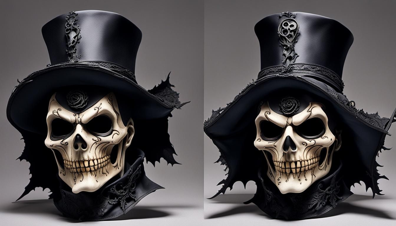 Imagine a haunting, intricately detailed mask