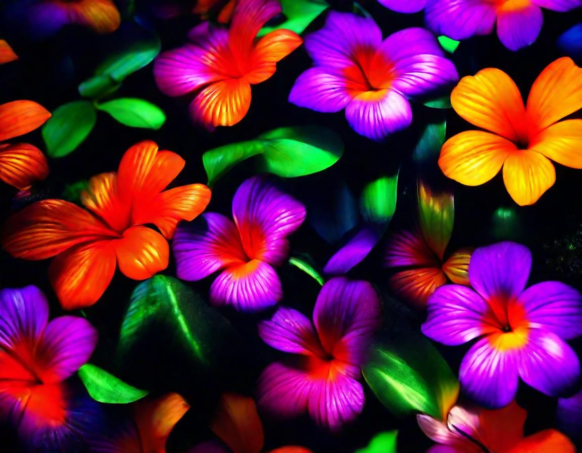 fluorescent, sparkling, shimmering, glittery, neon, biolumin...