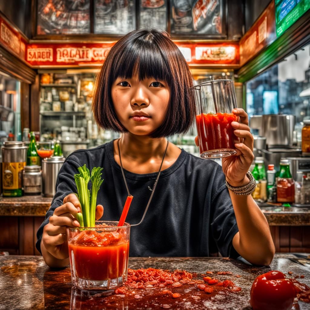 A pretty Filipino cutie with a bob haircut making a super ho...