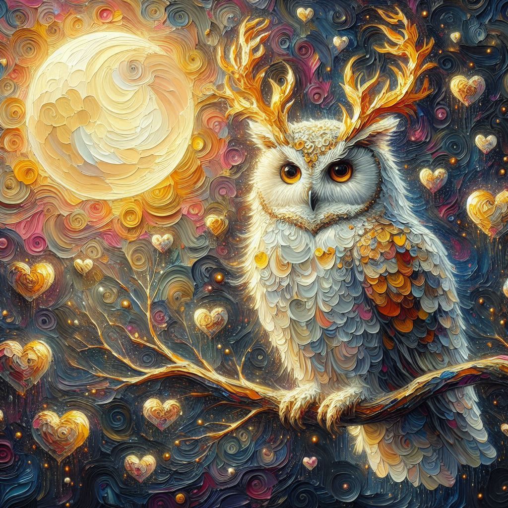 Owl with antlers