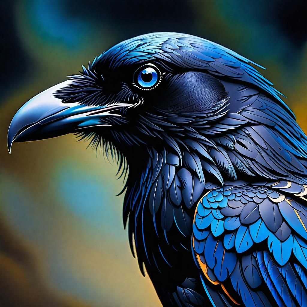 Blue Eyed Raven - AI Generated Artwork - NightCafe Creator