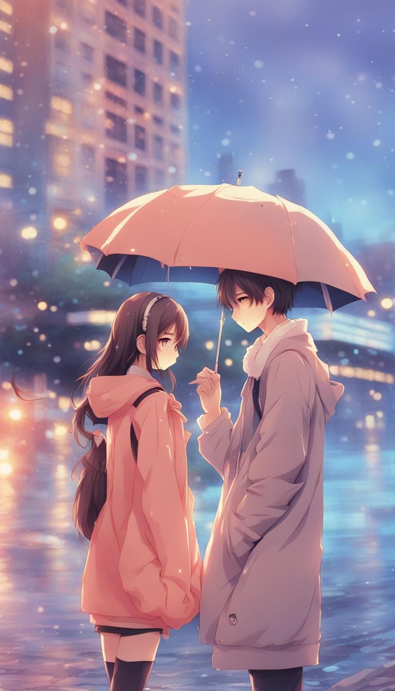 pretty anime boy and girl, pastel colors, soft lighting by artist ...