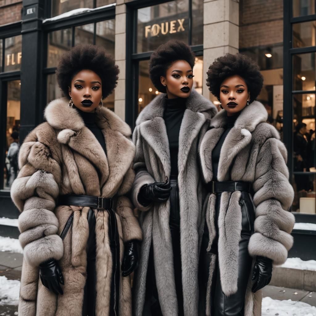 Two 20 year old, short-haired, Black women look alluring whi...