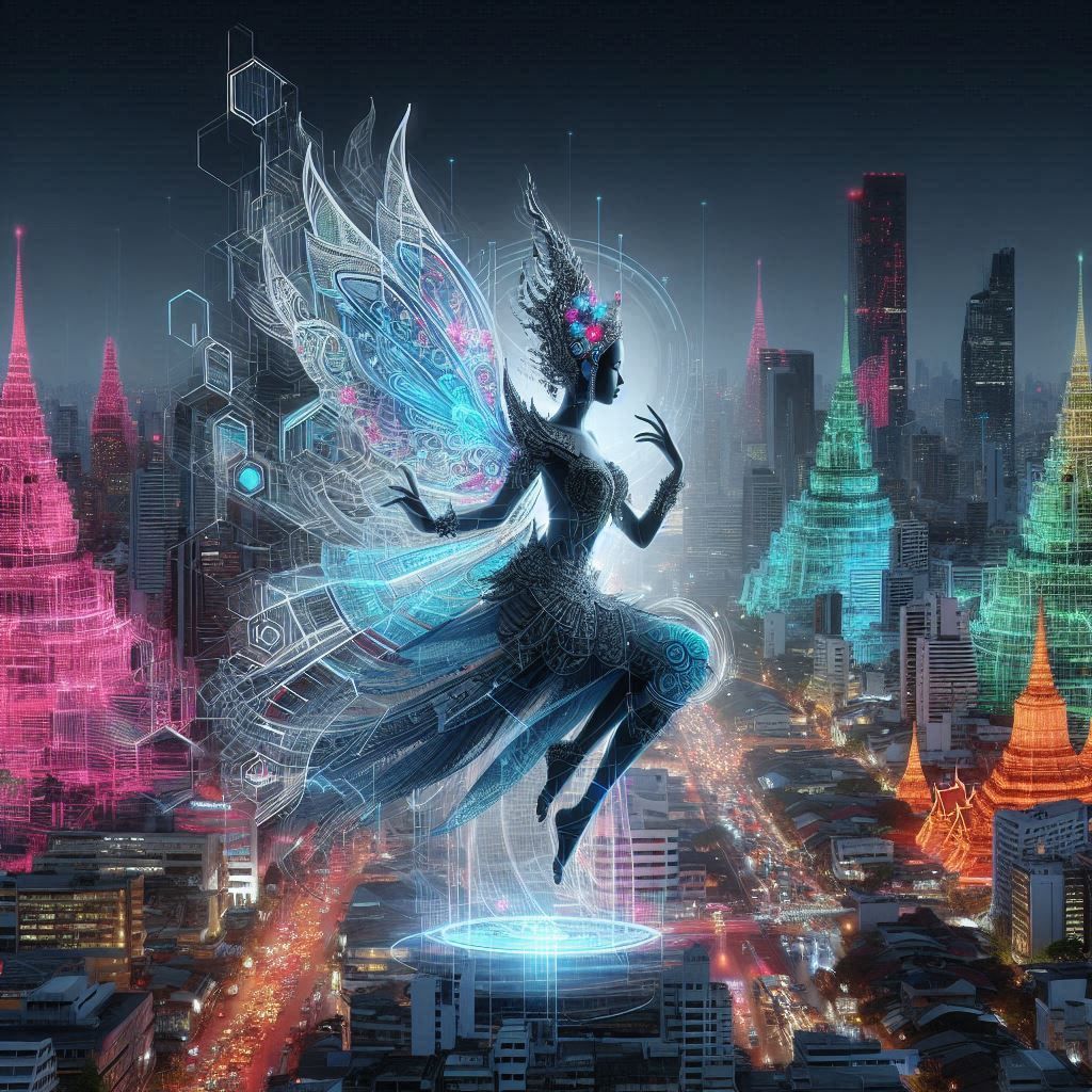 Charaya: Thai fairy hovering over Bangkok