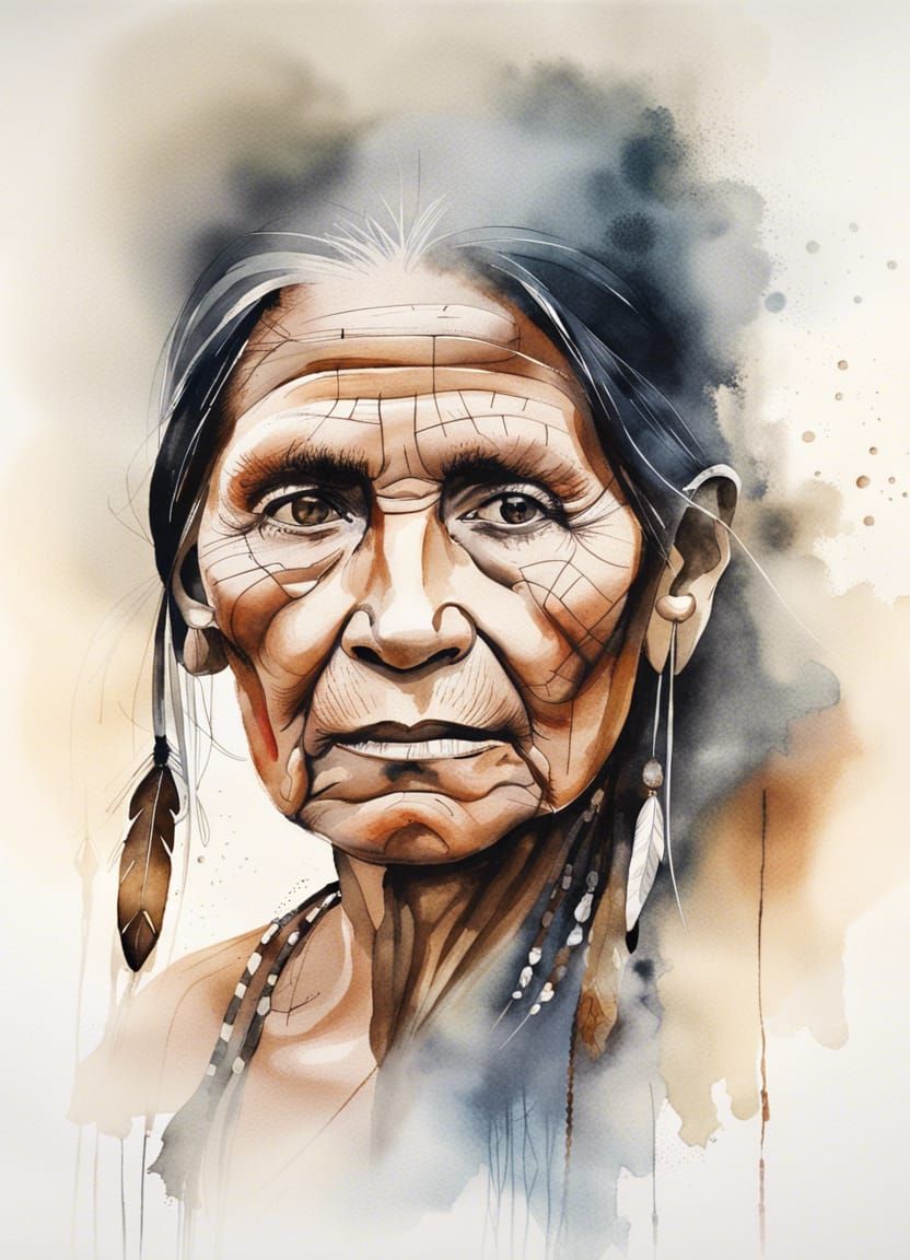 ᎤᏛᏐᏅᎯ ᎠᎨᏴ (Elderly Woman, Cherokee language) - AI Generated Artwork ...