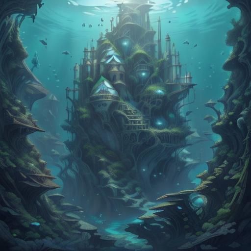 <lora:Landscaper v2:1.0> The underwater city of Atlantis