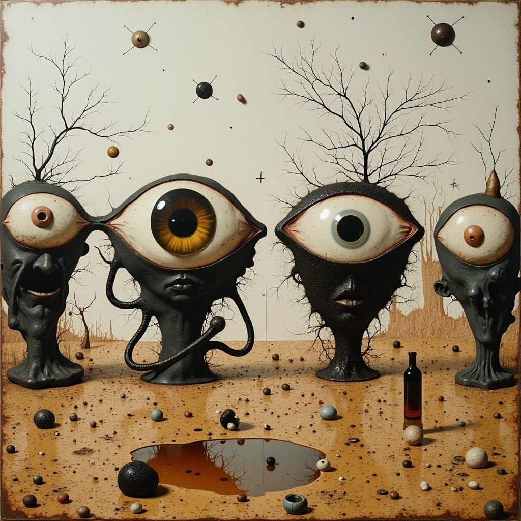 Dreamlike Surrealist Landscape with Illusion of Safety