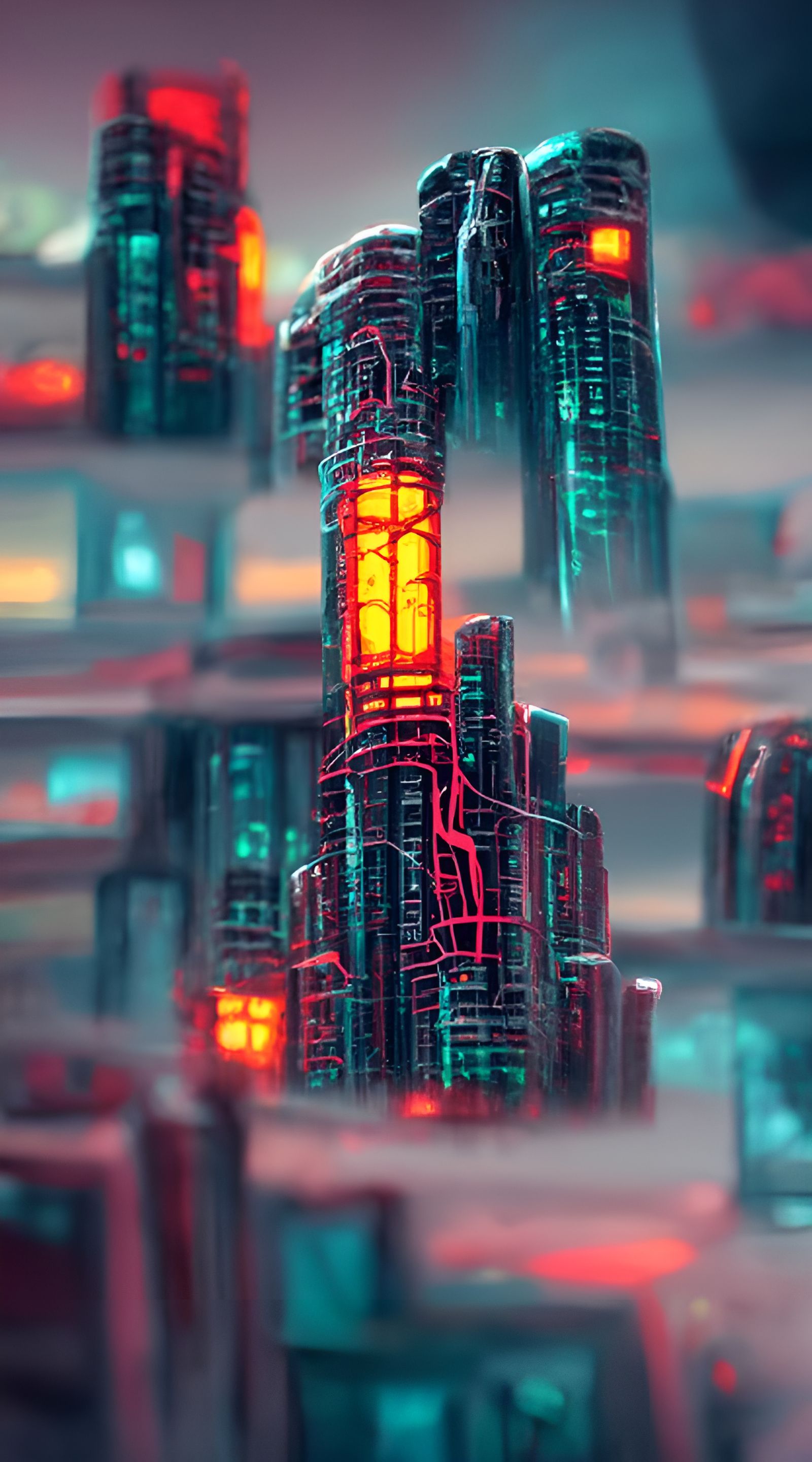 Bokeh Neon Towers