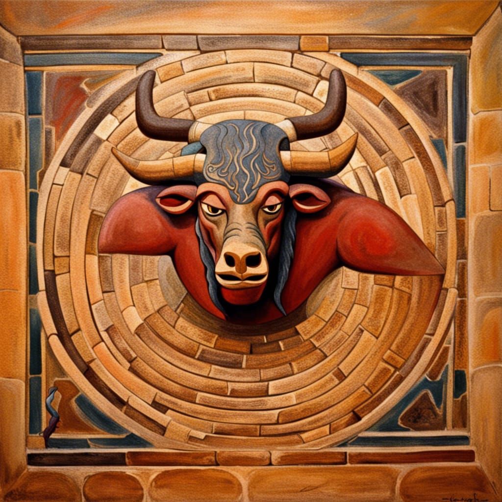 Crete Minotaur in labyrinth - AI Generated Artwork - NightCafe Creator