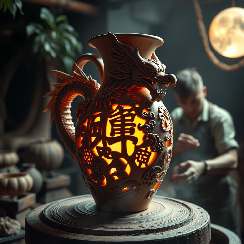 Clay Dragon Vase  by @The Nights Sky