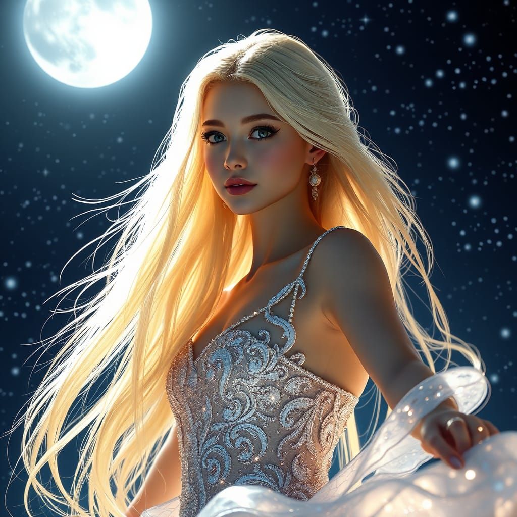 Ethereal Beauty: Girl Dancing Under Moonlight
