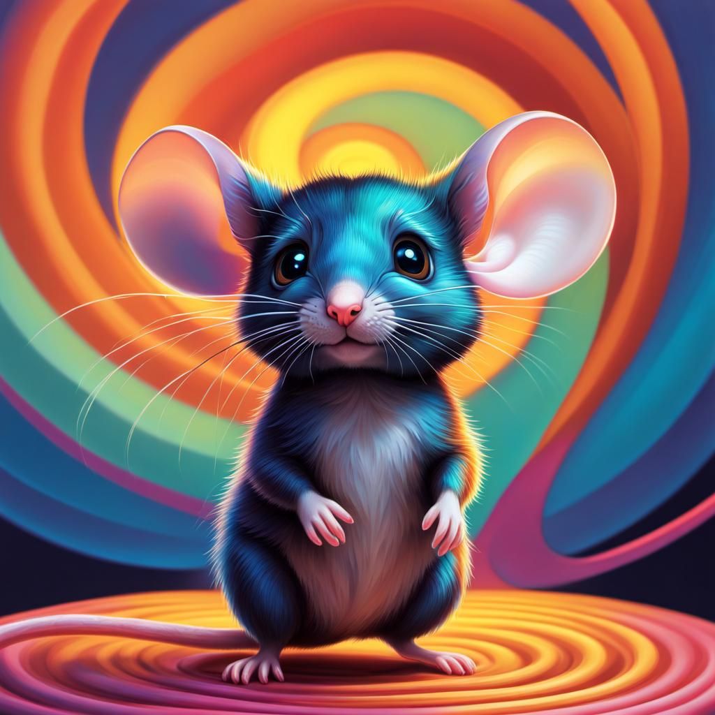 Adorable Mouse Powerlifting in Triadic Colors