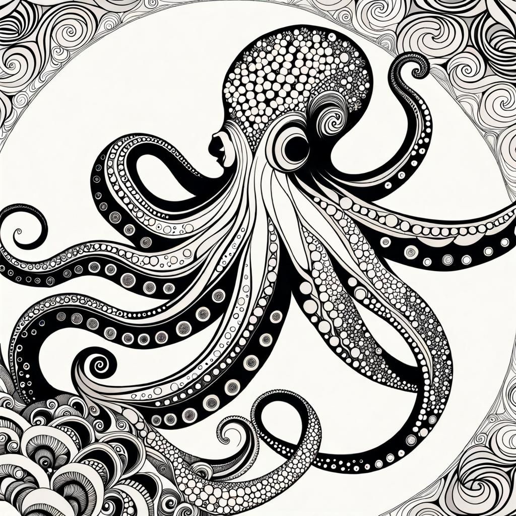 Octopus, Line Art - AI Generated Artwork - NightCafe Creator