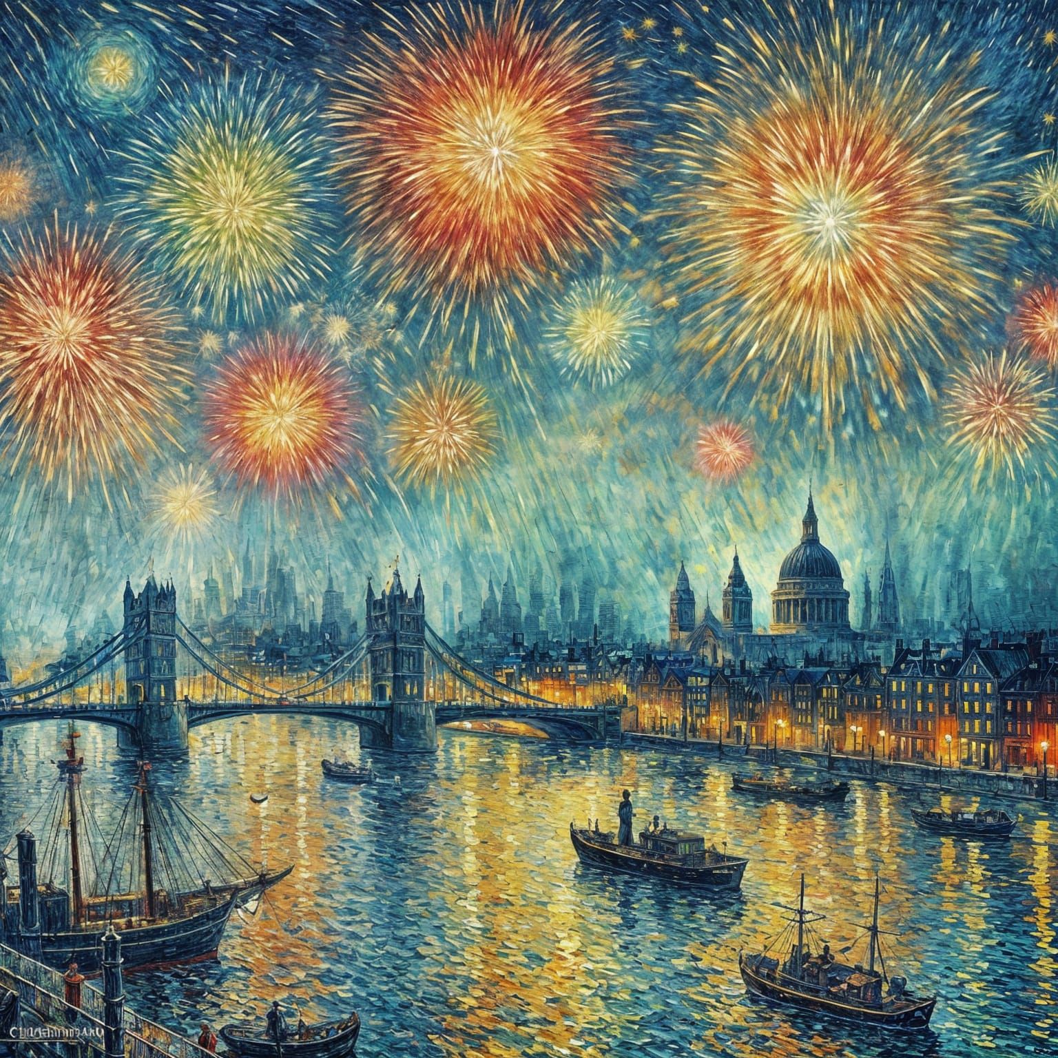 Fireworks Over London By Vincent van Gogh