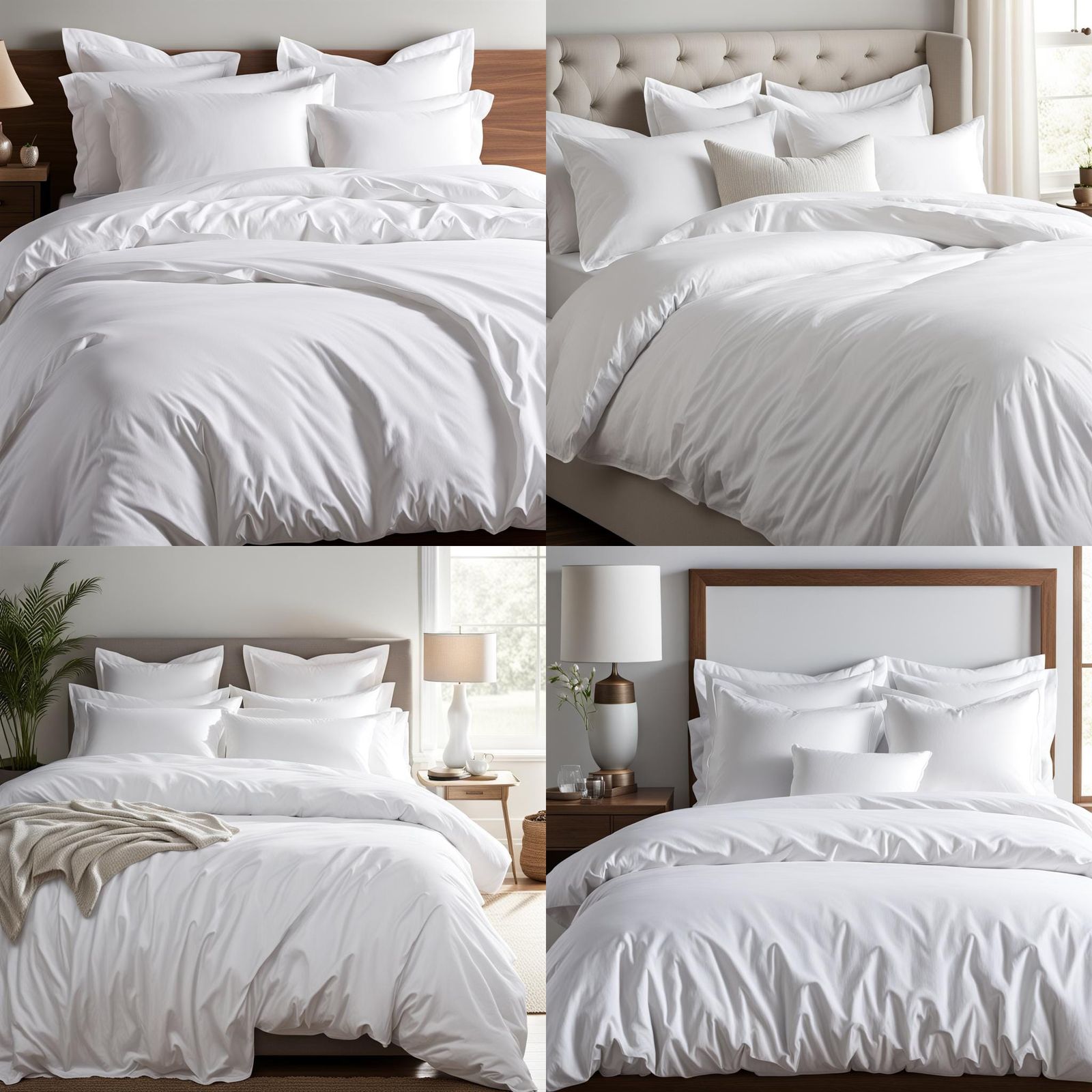 Bedroom Scene Tight Crisp White Duvet Cover 2 Pillows in Pillow Shams