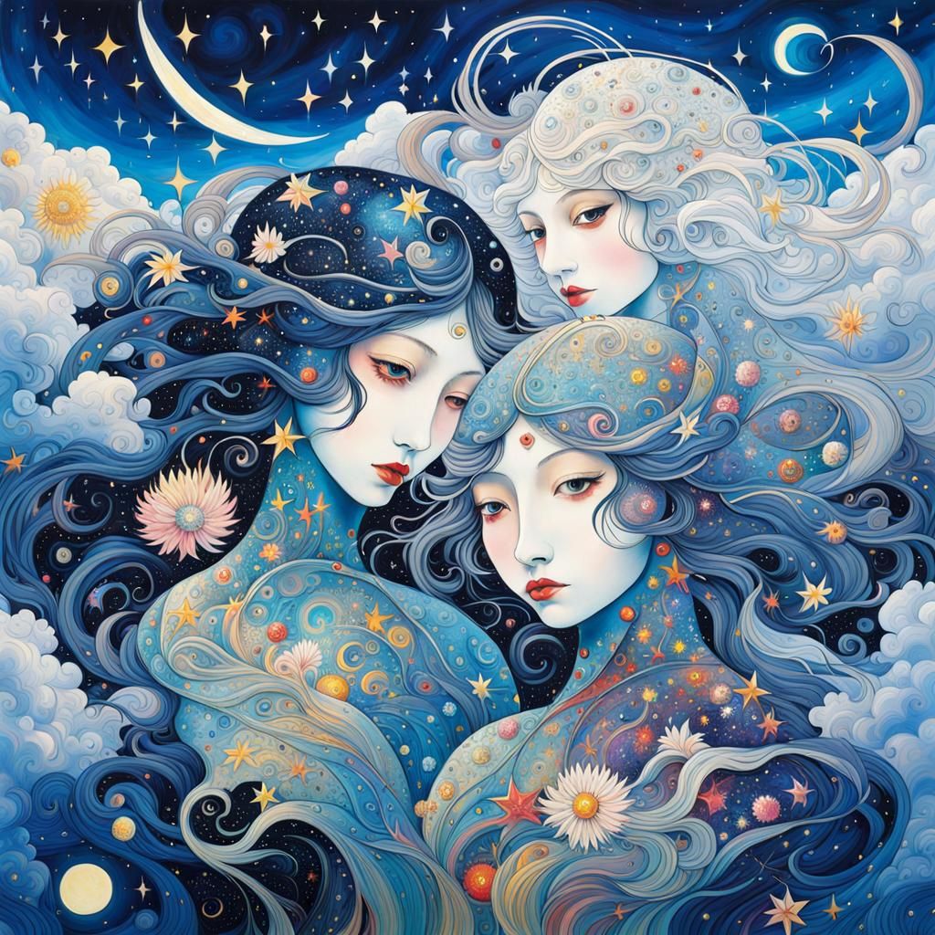 Sisters in the sky | @Neamat - AI Generated Artwork - NightCafe Creator